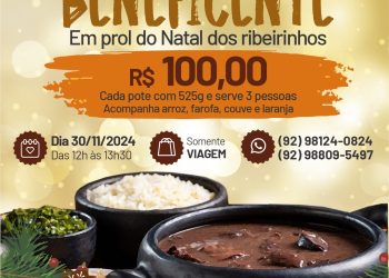 Casa de Assistência Fraterna promove feijoada beneficente para apoiar ribeirinhos afetados pela seca no Amazonas.
