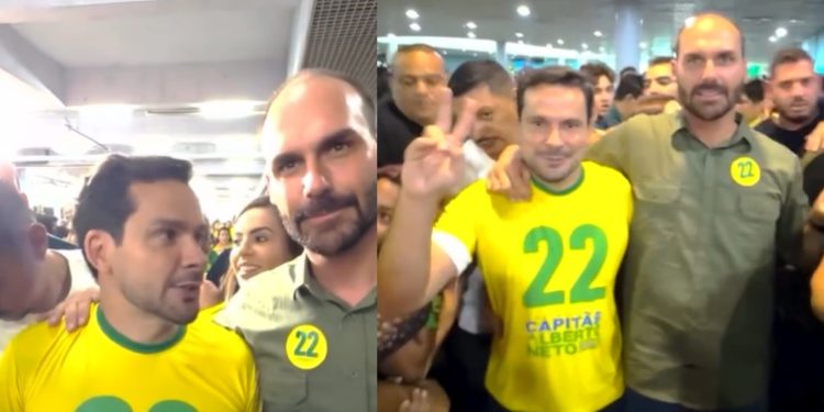 Alberto Neto e Eduardo Bolsonaro reúnem apoiadores em Manaus