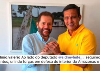 No Amazonas, senador bolsonarista Plínio Valério posa com aliado de Lula: 'Seguimos juntos'